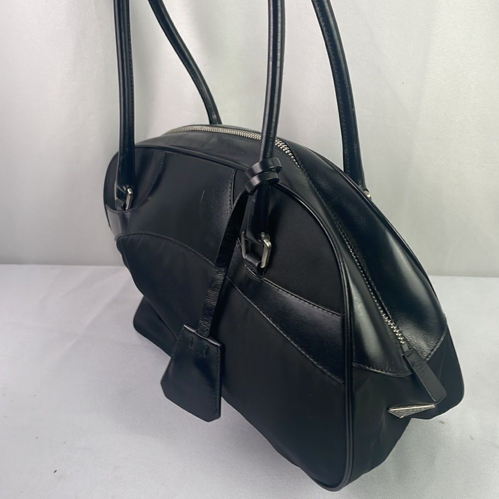 Prada Black Nylon Leather Satchel Bag - Picture 3 of 8